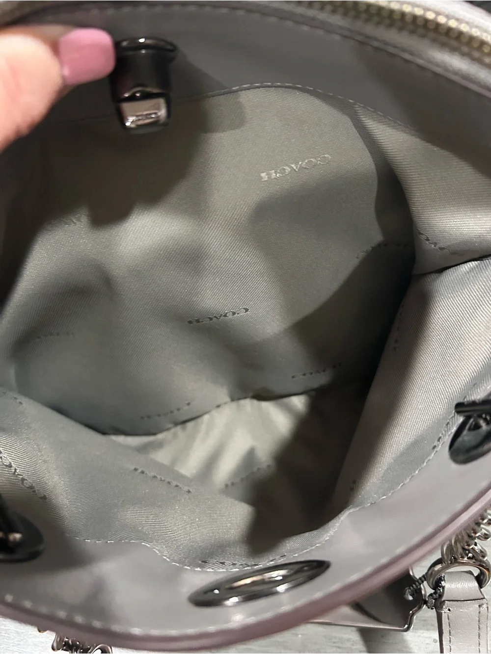 Coach Pebbled Leather Shoulder Bag in Light Gray